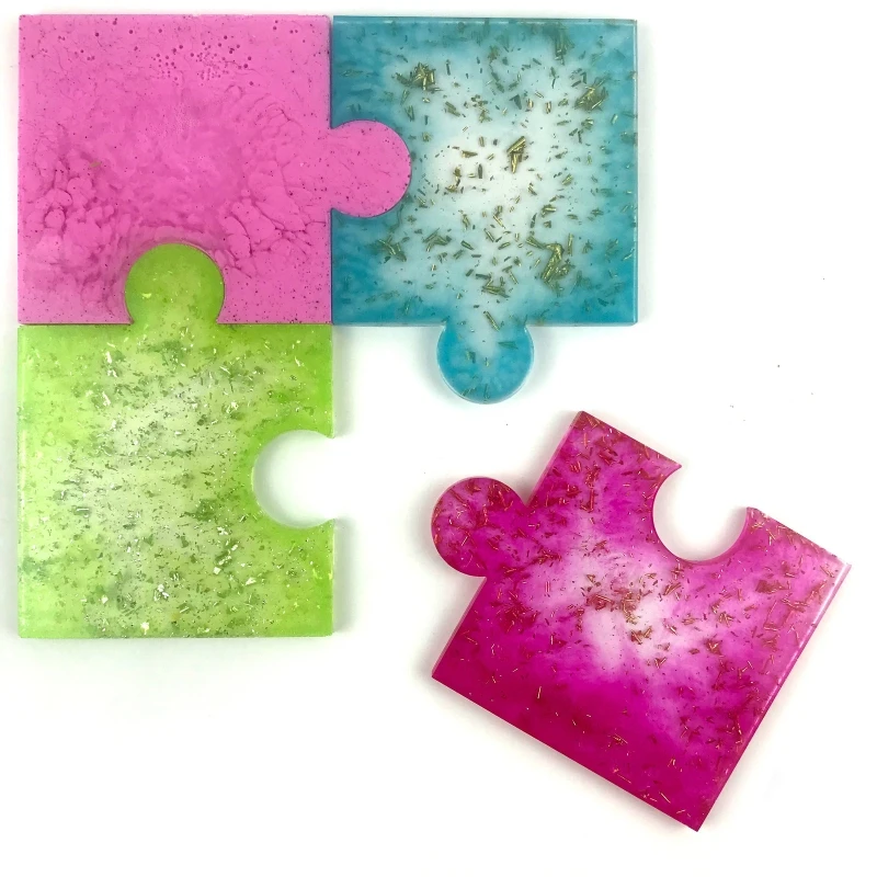 Handmade Puzzle UV Epoxy Resin Mold Cup Mat Mug Pad Silicone Mould DIY Crafts Home Decorations Casting Tools