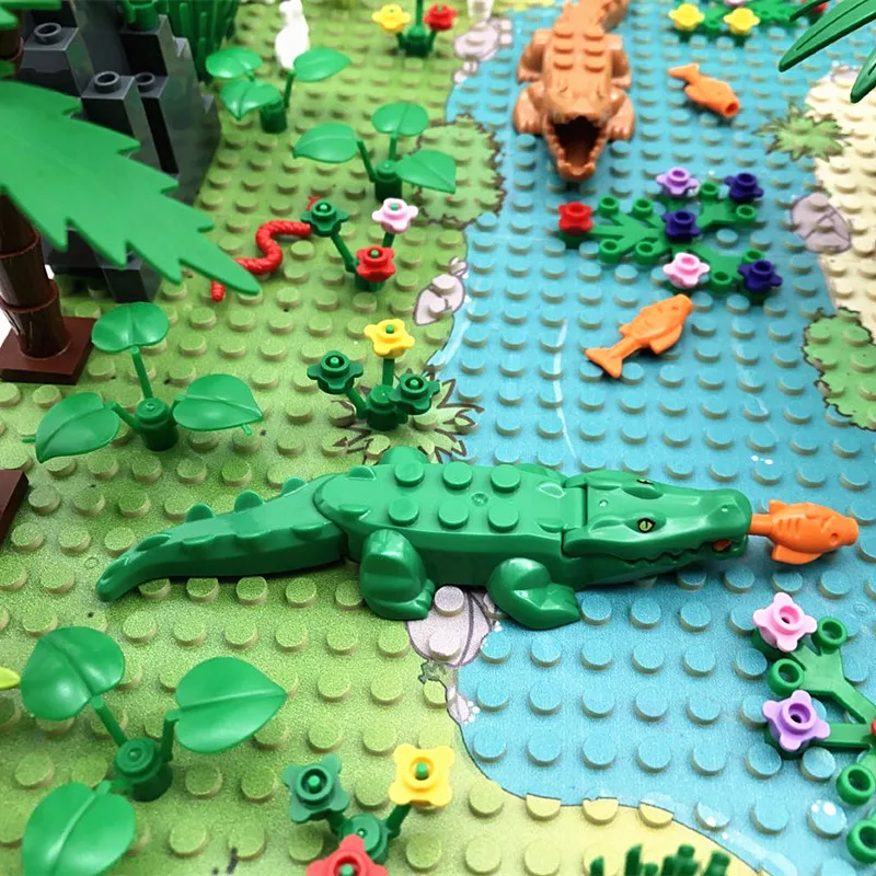 MOC RainForest Animals Jungle Building Blocks Toys Bush Flower Tree Plants Construction Blocks Compatible City Baseplate Bricks