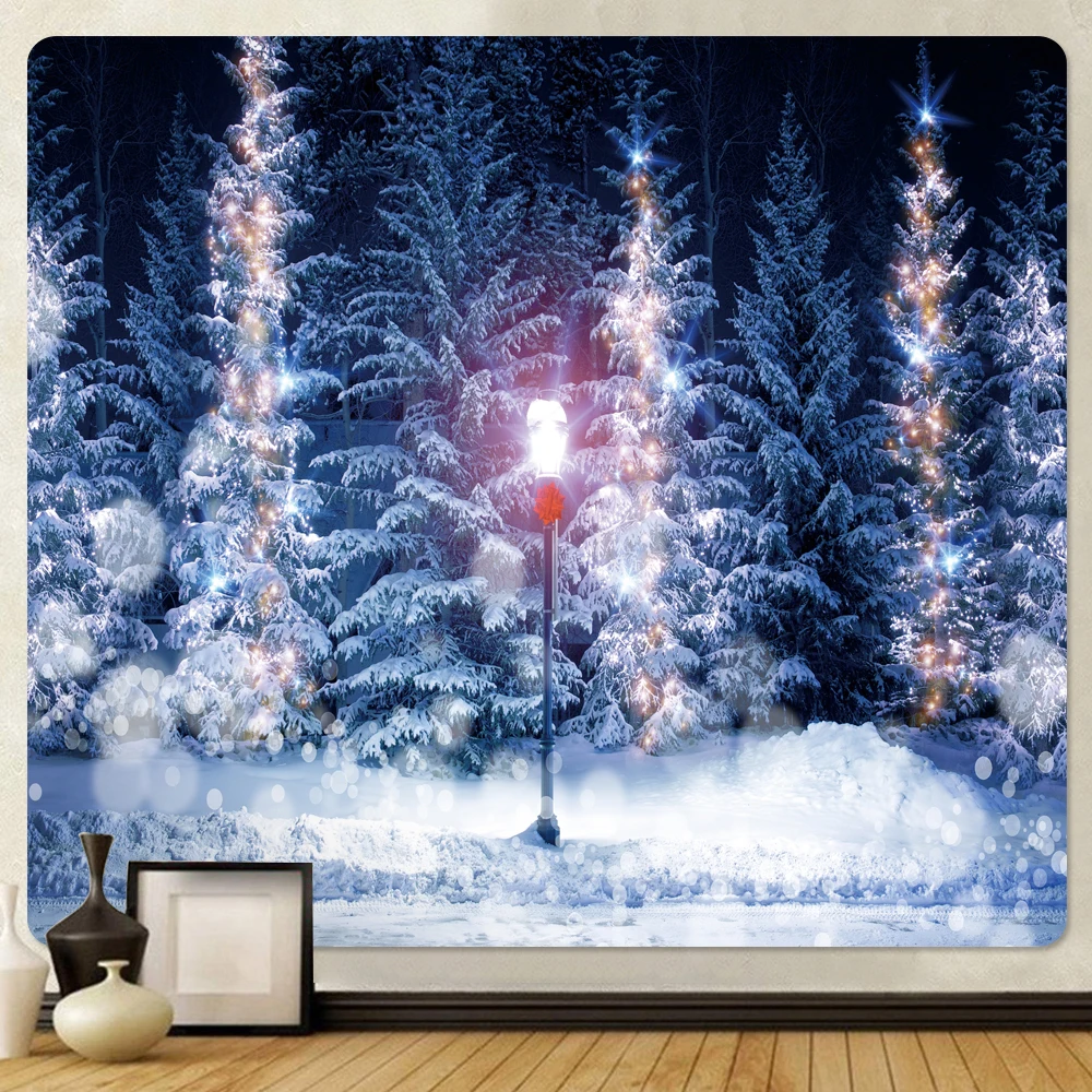 Christmas snow scene home decoration art tapestry psychedelic scene bohemian wall hanging background cloth sofa blanket sheet