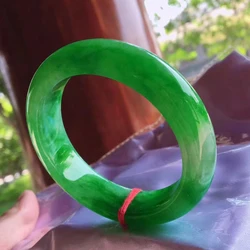 Send Certificate Natural Myanmar Jade Full Green 54-62mm Bracelet Elegant Princess Bracelet Send Mom to Girlfriend