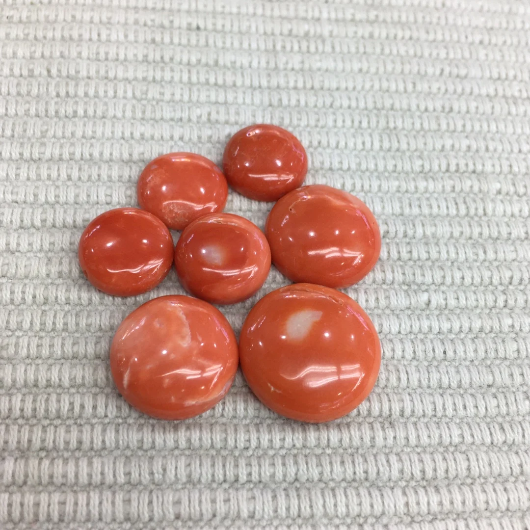 Wholesale Natural Momo Coral Ring Face Loose Jewelry Pairing DIY Material Customized Fashion Flawless Pink Orange Red Sphere