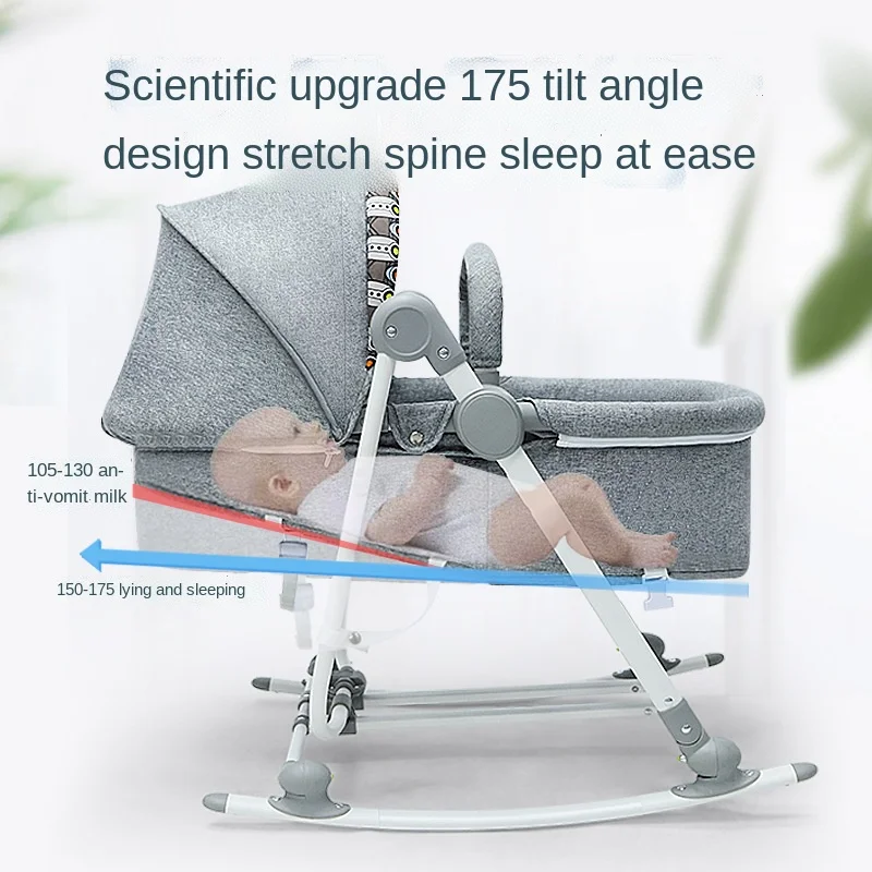 LazyChild Cuna 4 en 1 con mecedora convertible para bebé - imagen 2