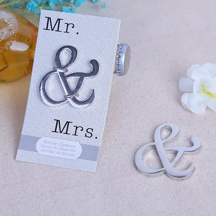 Free Shipping wedding favor gift and giveaways for guests--Mr & Mrs Ampersand Wine Bottle Opener party favors 40pcs/lot