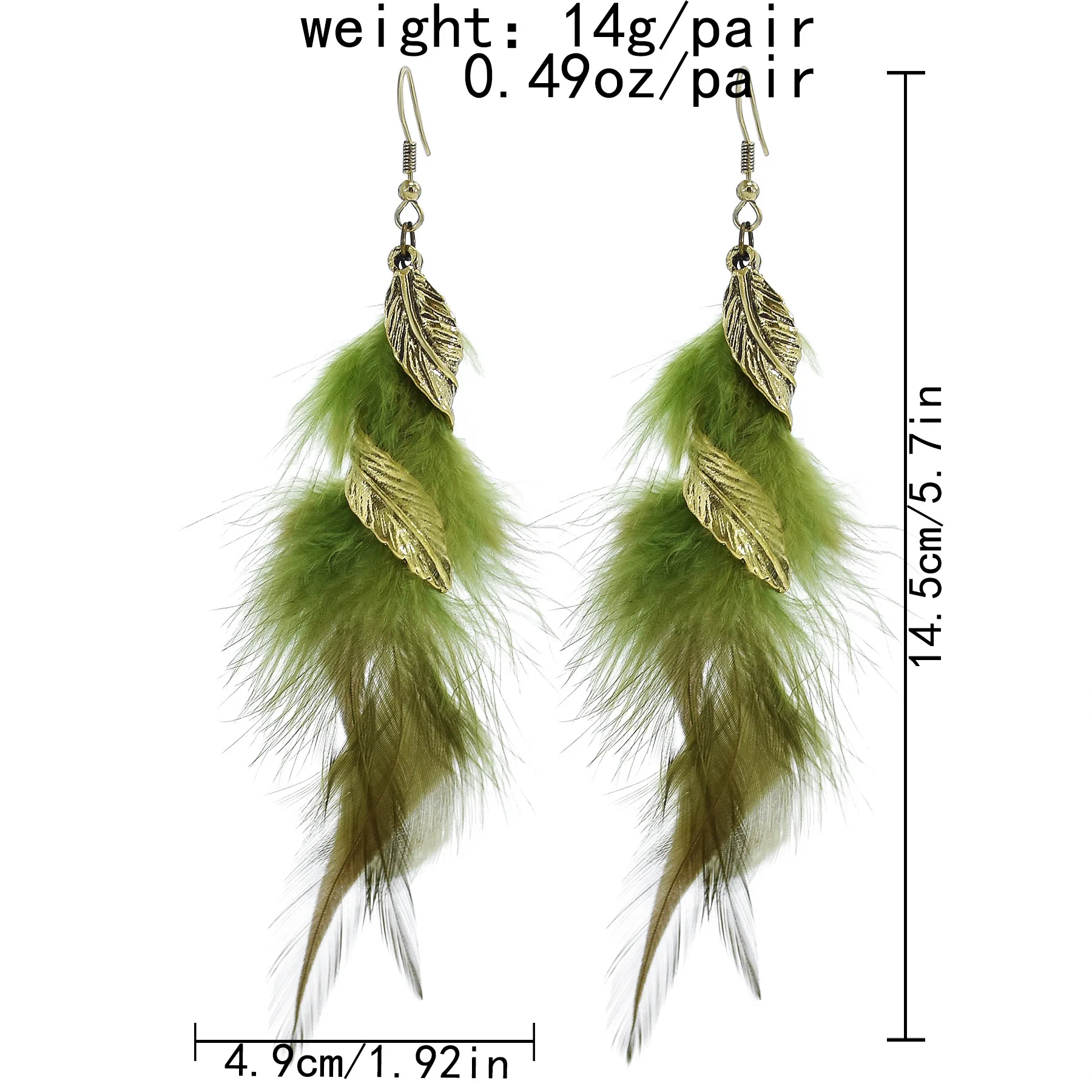 6 Colors Bohemian Long Feather Drop Earrings for Women Temperament Indian Tribal Winter Hanging Earrings Ethnic Party Jewelry