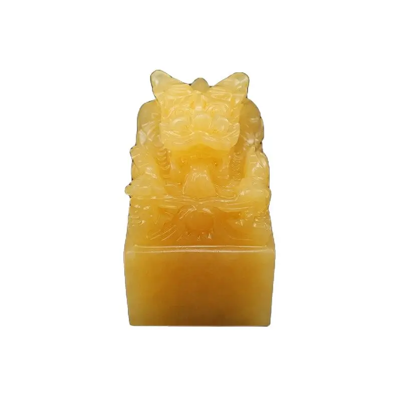 

Natural handmade carved jade dragon seal decoration collection