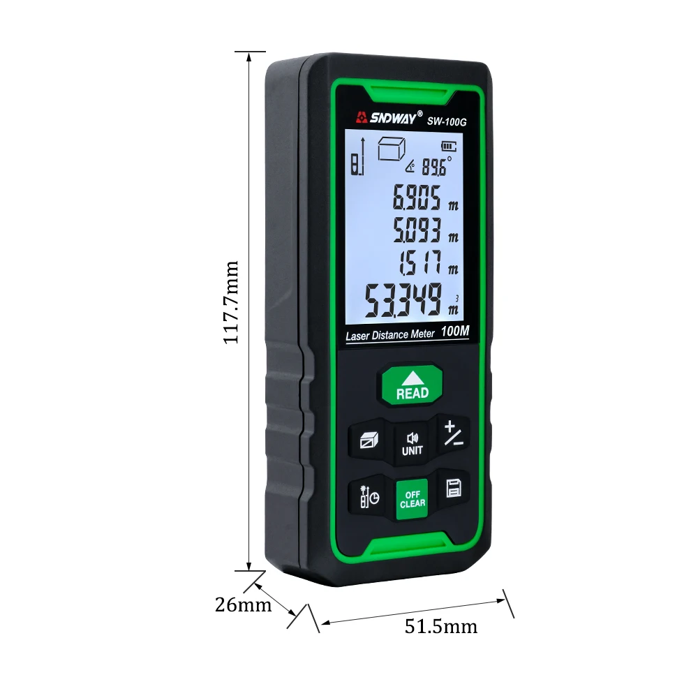 Imagem -03 - Sndway Medidor de Distância a Laser Digital Rangefinder 100m 70m 50m Range Finder Fita Métrica Nível Eletrônico Régua Roleta