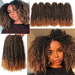 8-12inch Marley Braid Synthetic Jerry Curly Crochet Hair Bohemian Ombre Braiding Hair Extensions for Women 60Stands/Pack Alibaby