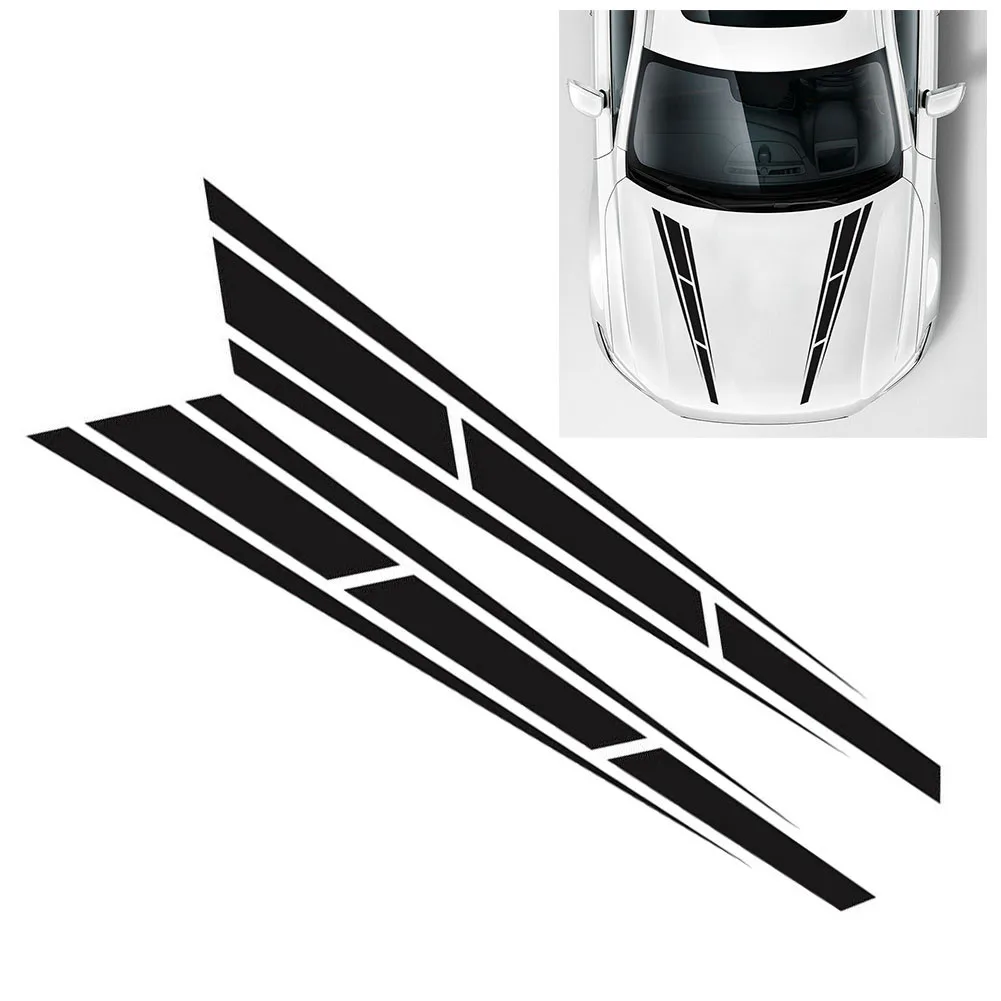 Juego de etiquetas delanteras a rayas de competición para coche, pegatinas de decoración para capó, accesorios de vinilo para decoración de