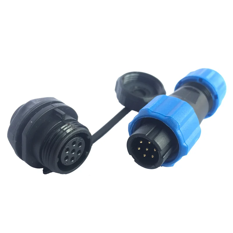 sp16 waterproof plug 2/3/4/5/6/7/9 pin plastic Male Plug & Female Socket for 6-8mm cable Panel Mount Wire connector