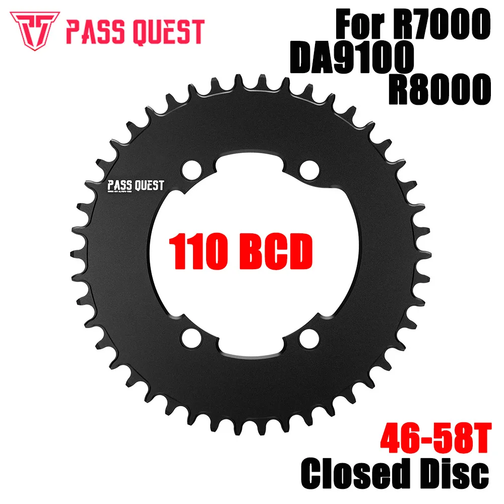 PASS QUEST Colsed Dics Chainring 110mm BCD for Shimano 105 R7000 ULTEGRA R8000 Dura-Ace R9100 46T 52T 58T Bike Chain 110bcd