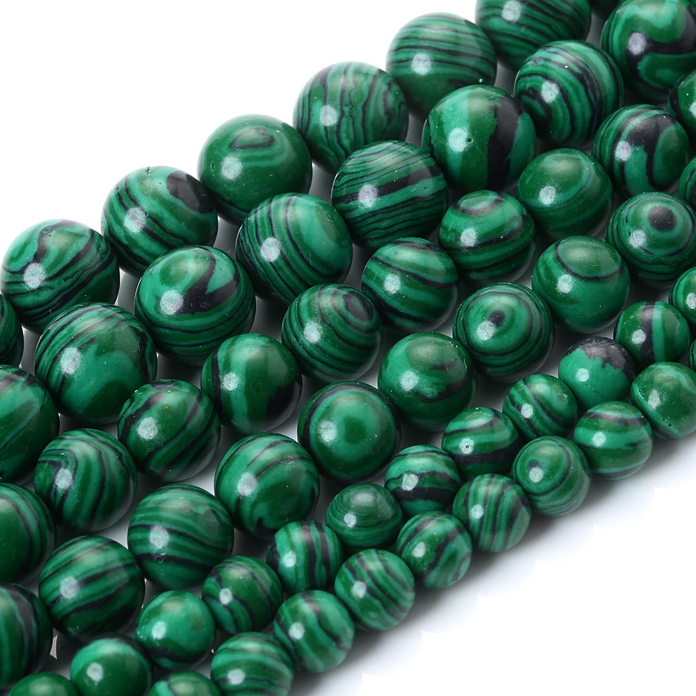 Green Malachite Stone Beads Round Loose Spacer Beads for Jewelry Making DIY Bracelet Necklace Accessroies 4/6/8/10/12mm