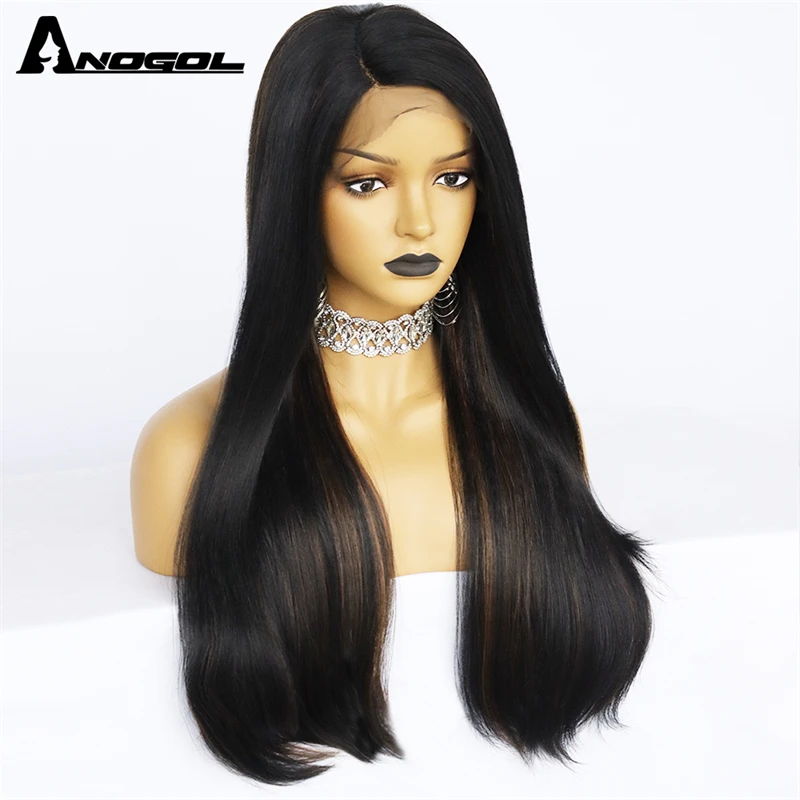 Perruques Lace Front Wigs synthétiques blondes 613 – ANOGOL, perruques Bob courtes lisses en Fiber de haute température sans raie pour femmes