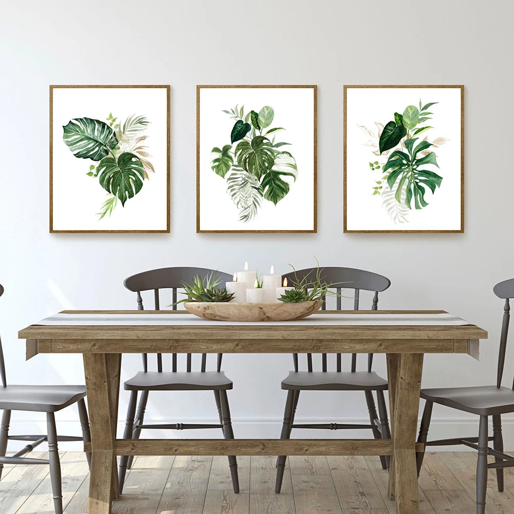 

Tropical Leaf Print Posters Monstera Leaf Palm Banana Canvas Painting Green Leaves Wall Art Living Room Decoration Pictures