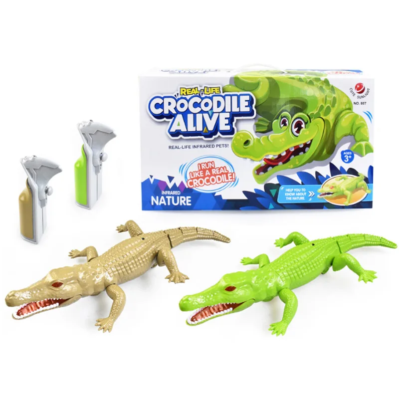 Controle Remoto Tricky Scary Crocodilo, Big Simulation Crawling, Flexible Swing Cauda, Light Sound, RC Animal elétrico, 44cm