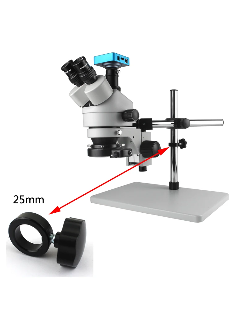 Microscopio estéreo industrial de 32mm/25mm, soporte de anillo de posición fija, adaptador de barra de Pilar de columna de Metal con piezas de Microscopio de tornillo