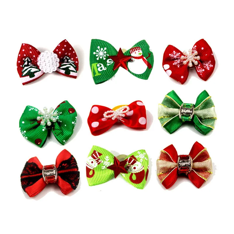 

100pcs Christmas Pet Supplies Small Dog Hair Bows Holiday Party Dogs Bows Hair Dog Grooming Bows for Small Dog Products