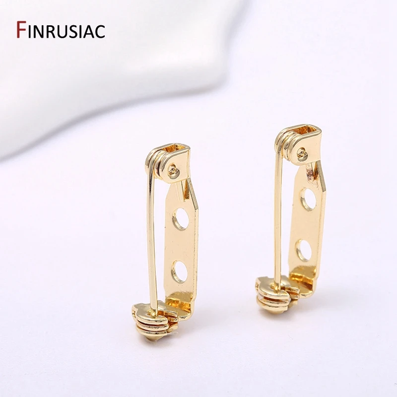 4 Types 14K Real Gold Plated Brass Metal Brooch Base Safety Clasp Brooches Pins For DIY Making Brooch Accessories