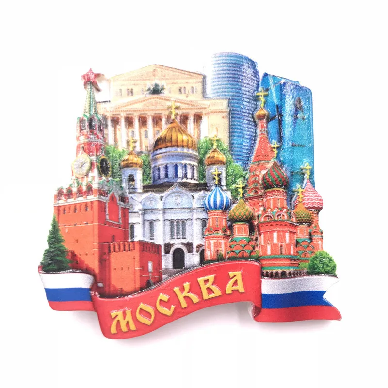 World Tourism Fridge Magnet Souvenir Creative Resin Moscow Russia, Hong Kong, Qingdao, Finland, Japan Stickers for Refrigerator
