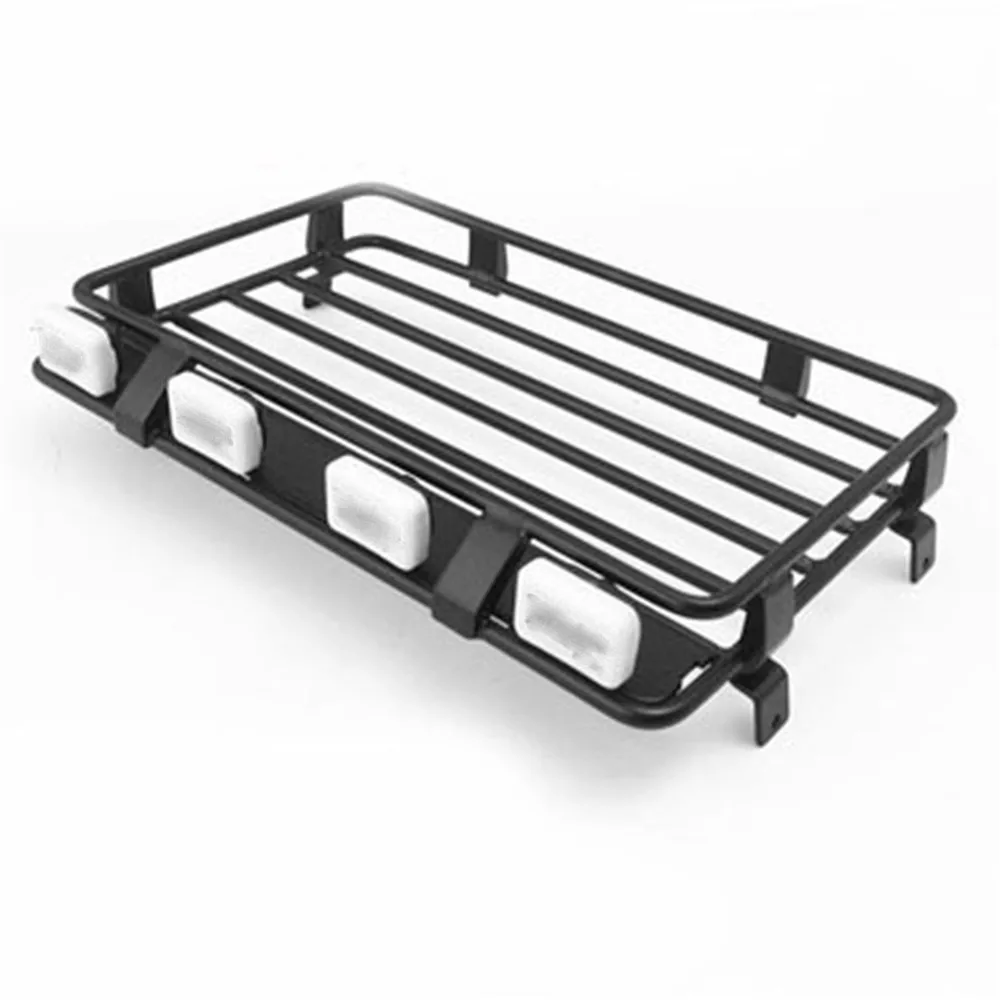 Metal Roof Rack Luggage Carrier with Spotlight for 1/10 ARB RC4WD KILLERBODY LC70 RC Car Body Accessories