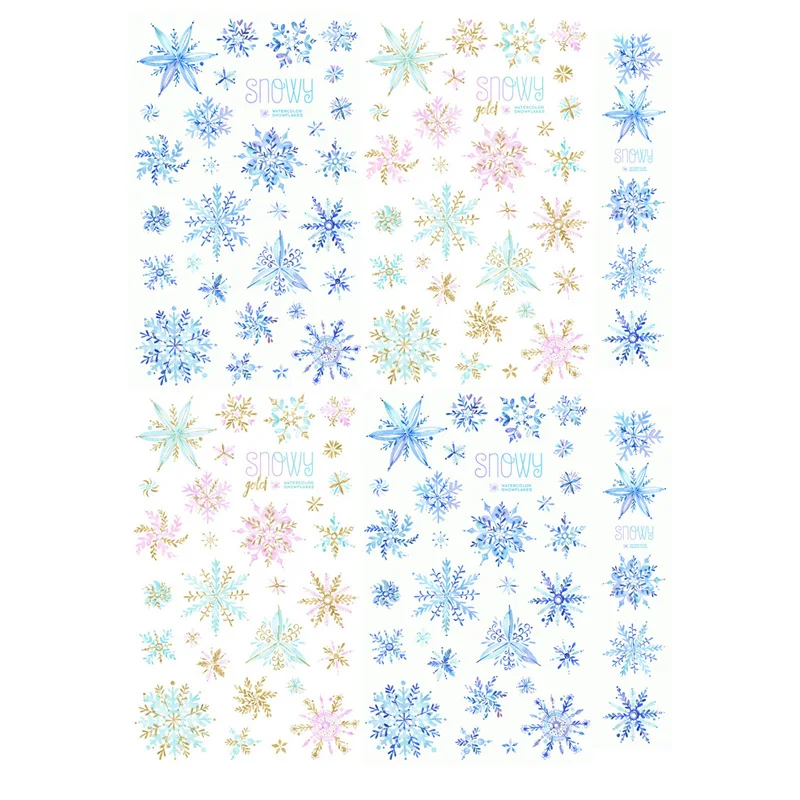 2 pcs/lot Watercolor Snowflake  Craft Uncut Aesthetic Decor Autocollant My Account Stikers Scrapbook Cute Diary Planner Stickers