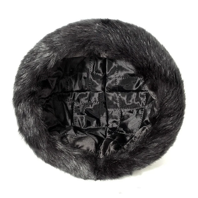 Men Faux Mink Fur Russian Cossack Hat Ushanka Winter Warm Black Hat