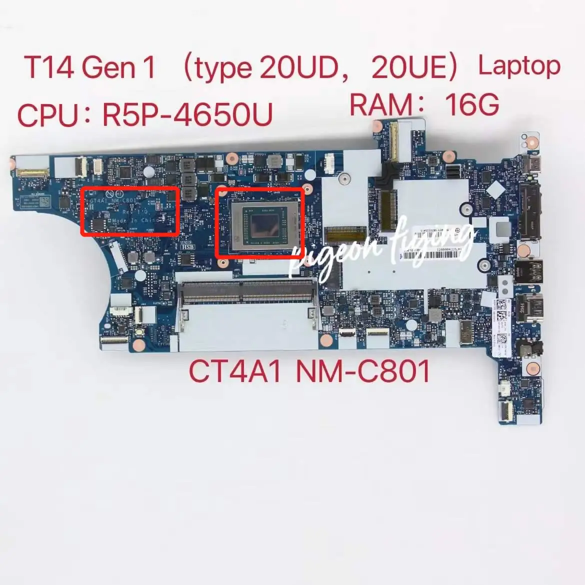 

NM-C801 for Thinkpad T14 Gen 1 (Type 20UD, 20UE) Laptop Motherboard CPU:R5P-4650U RAM:16G FRU:5B20Z25380 5B20Z25382 5B20Z25379