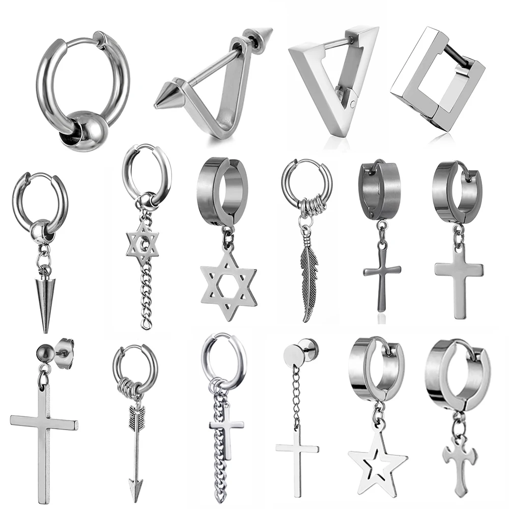 Pendientes de moda para hombre y mujer, aretes Punk de acero inoxidable de titanio, Goth Ear Cuffs, Clip-on, regalo de joyería, 2023