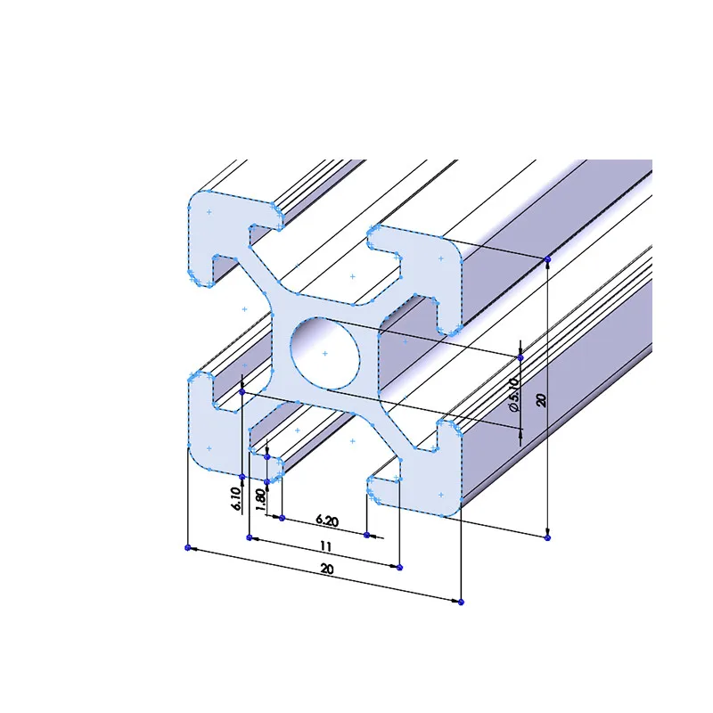 Extrusão de perfil de alumínio anodizado para impressora 3D CNC, T-Slot, padrão europeu, trilho linear, preto, L = 100-1000mm, 2020, N2, 2020, 1Pc