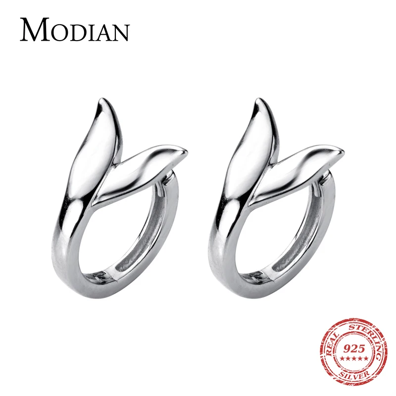 Modian Hot Sale Elegant Fox Tail Hoop Earrings For Women Real 925 Sterling Silver Mermaid Jewelry Fashion Female Charm Earring