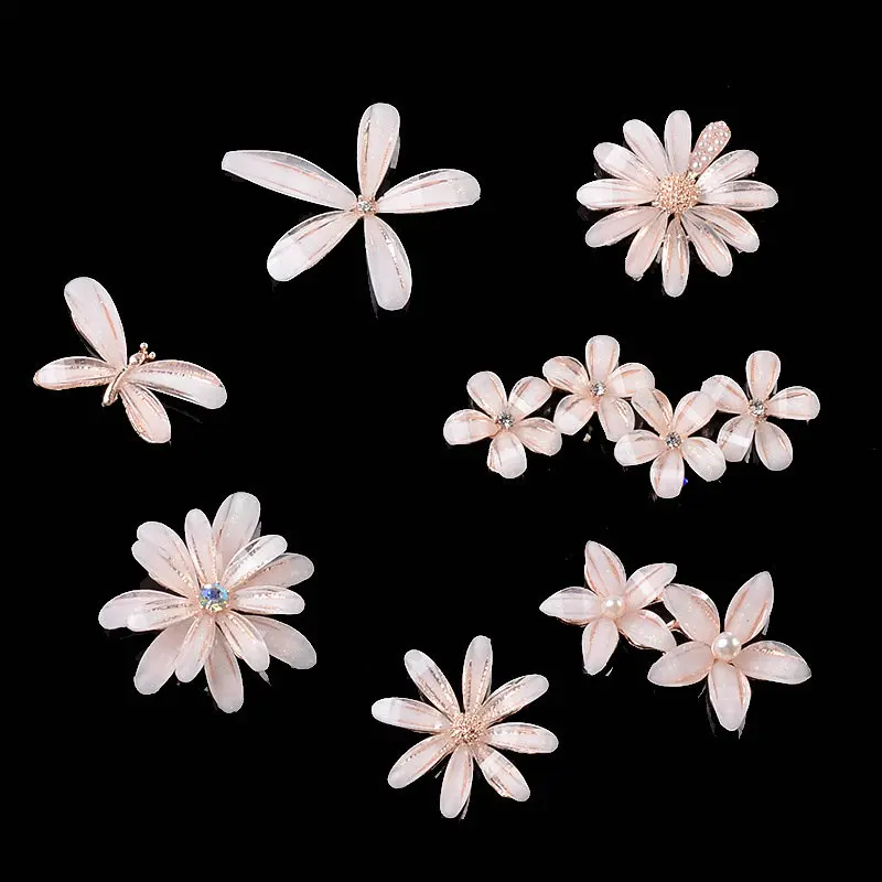 5 Pcs DIY Alloy Resin Flower Accessories For Wedding Decoration Material Brooch Hair Bow Clothing DIY Jewelry Craft Accessories