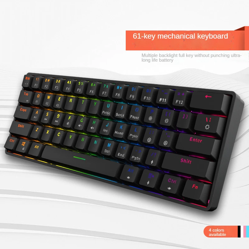 Mechanical Keyboard Bluetooth Keyboard Usb Wired Dual Mode with RGB Backlit 61 Keys Full Key Conflict Free for Laptop Tablet