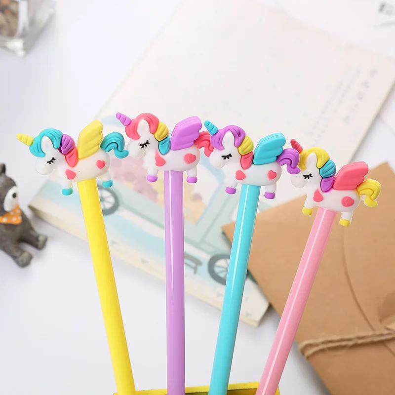 40 PCS Cartoon Pegasus Gel Pen Creative Student Learning Stationery Cool Horse School Office Supplies Student Prize Wholesale