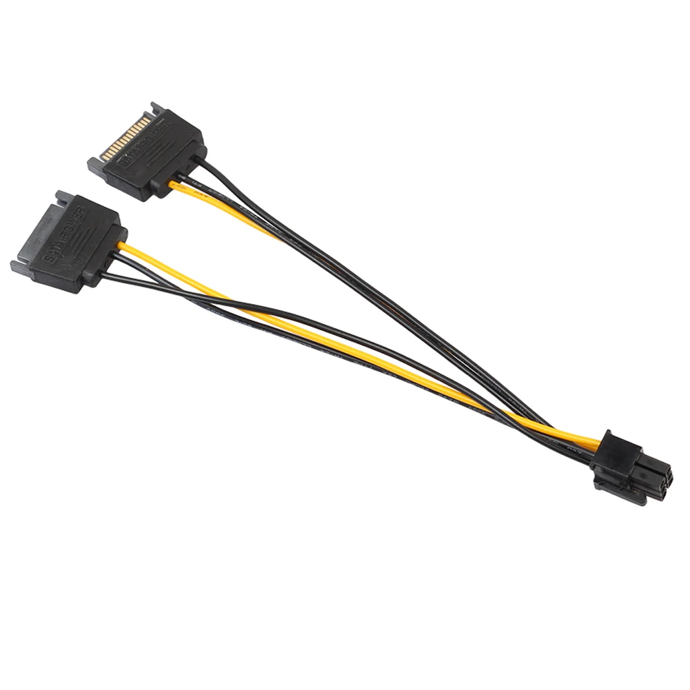 Nieuwe 7 Inch 6 Pin Pci Dual Sata 15 Pin Express Card Power Cable Connector Cord