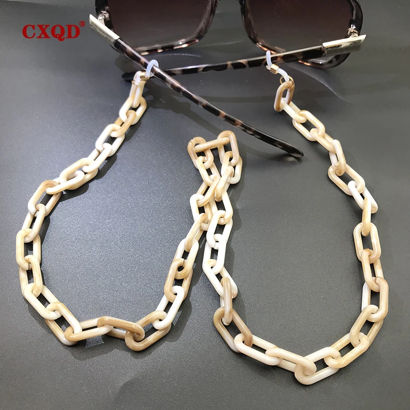 Cadena de gafas de sol acrílicas de leopardo para mujer, cadena colgante para el cuello, correa para anteojos, a la moda