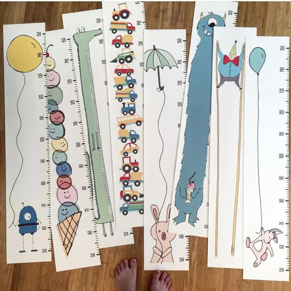 Cartoon Pattern Children's Hanging Kids Growth Chart Wall Sticker Rule Growth Table Height Measurement Ruler for Kids Boys Girls