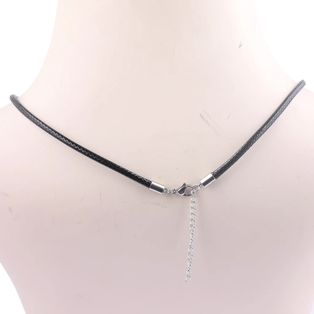 Collar de cordón de cuero con cierre de langosta, cadena de cuerda de acero inoxidable para fabricación de joyas, accesorios de bricolaje, 55cm de largo, 3mm, 5 unidades por lote