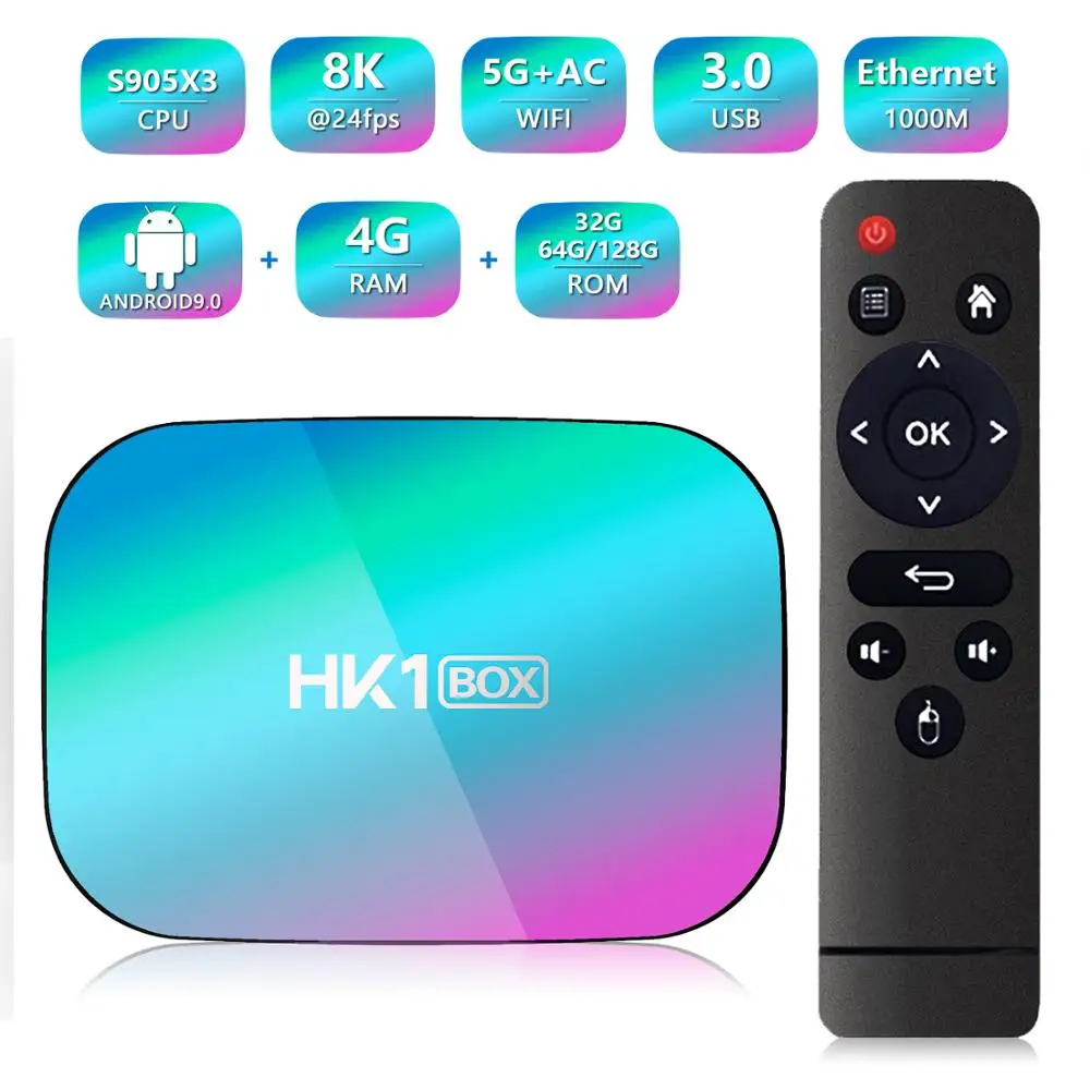 HK1 Box / hk1 x3 Amlogic S905X3 Smart Android 9.0 TV BOX 2.4G 5G wifi HK1BOX 4K UHD Set Top Box vs H96 MAX X3 A95X F3