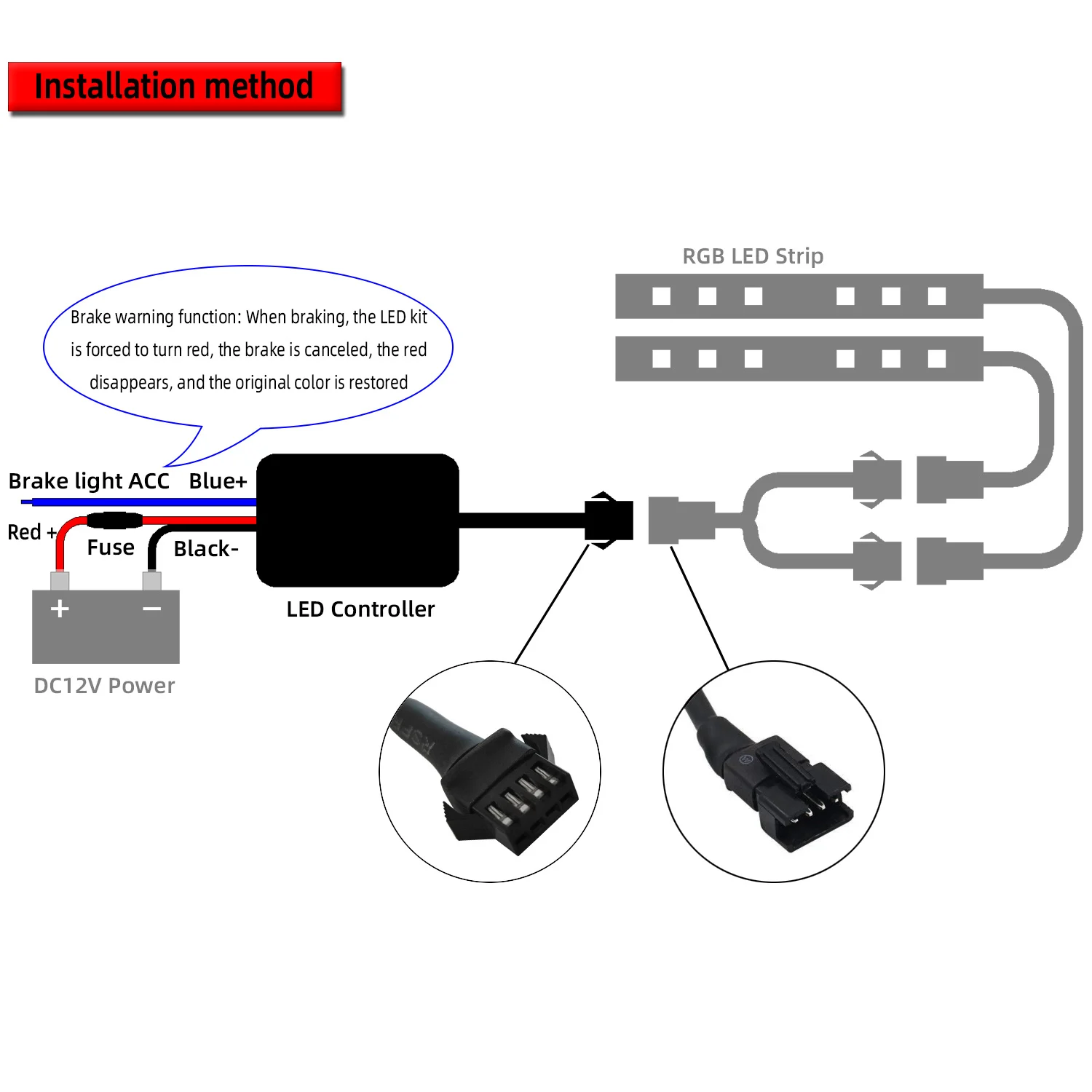 Motorcycle LED Kit Bluetooth APP Controller for RGB Colorful Multi-color LED Light Strip Android and IOS System Phones Can