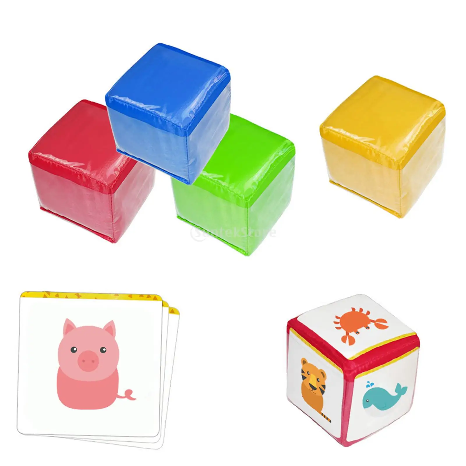 4 Pack Playing Game Dices Soft Foam Cubes Clear Pockets Customizable Learning Cubes for Eearly Teaching