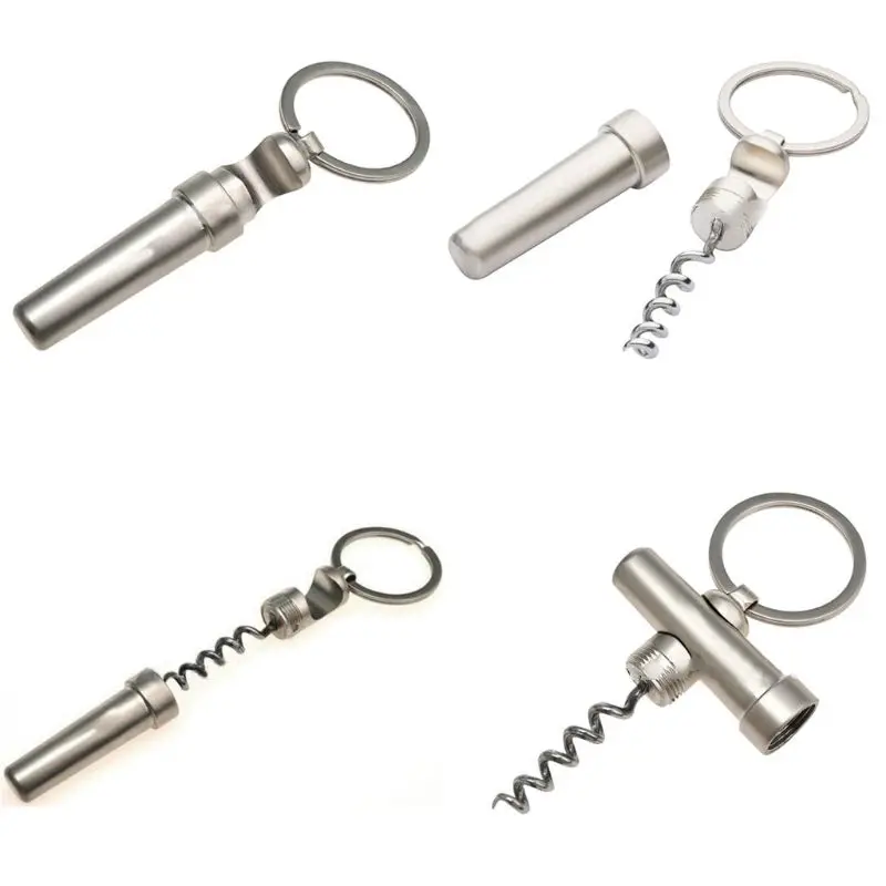 Multifunctional Zinc Alloy 3 In 1 Wine Bottle Opener Keychain Outdoor Portable Mini Wine Beer Can Opener Keychain Jewelry