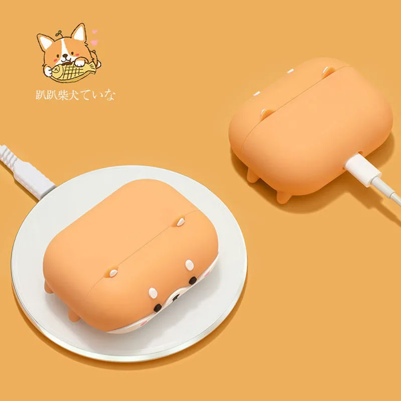 Cartoon Shiba Dog Pendant for apple Airpods 3 Case Cover Cute Dog Silicone Earphone Case for AirPods 1 2 3 Pro Headset Box Shell