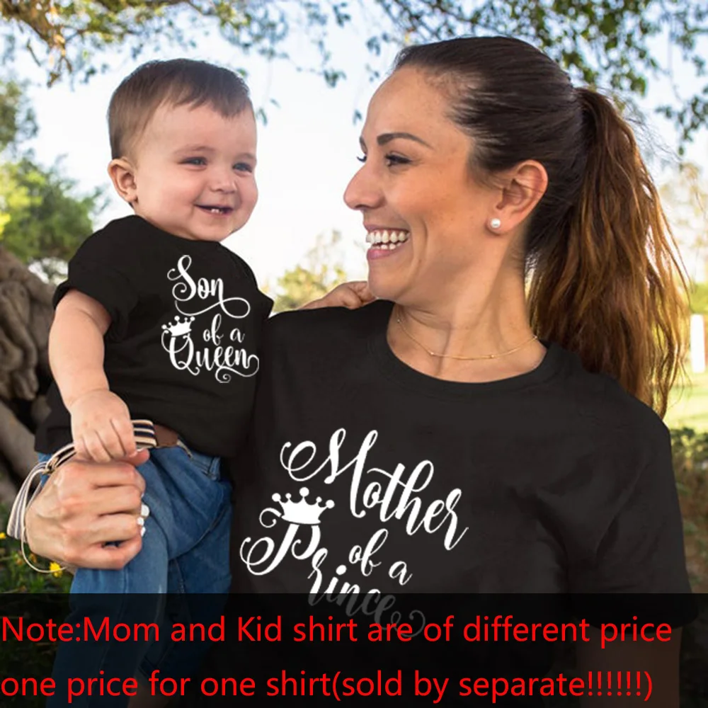 

1pcs Son of Queen Mother of A Prince Mommy and Son Shirts Mommy and Kid Baby Boy Matching Tshirts Summer Matching Family TShirts