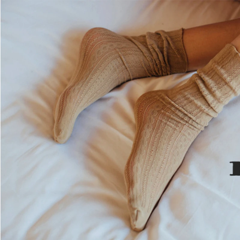 أزياء المرأة فقاعات طويلة الجوارب فضفاضة الصيف الربيع الصلبة الأبيض الحلو لينة لوليتا الكورية شبكة مصمم تنفس الدانتيل الإبداعية #2