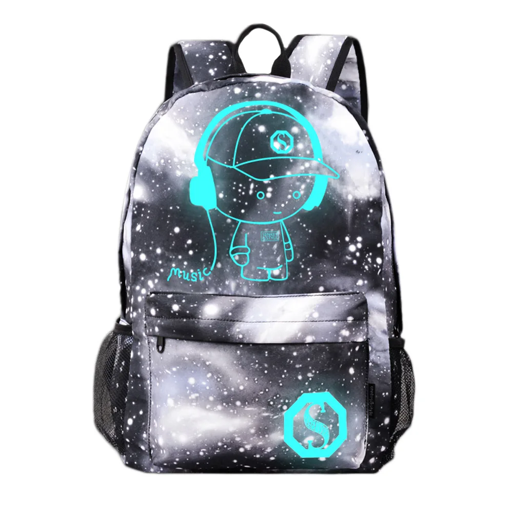 Fashion Canvas Luminous School Bag for Boys Girls High Capacity Schoolbag Mochila Bolsa Travel Backpack Birthday Best Gift