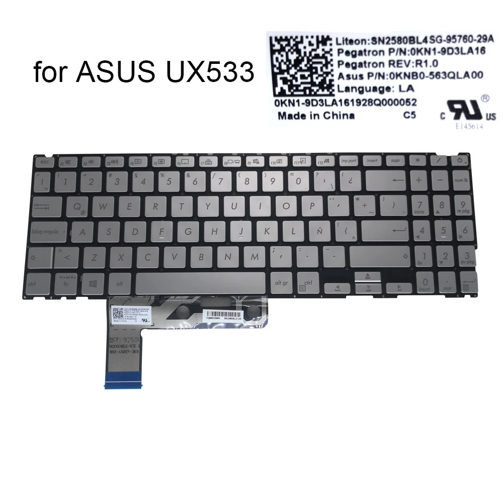 

Латиноамериканских танцев с подсветкой Клавиатура для ноутбука ASUS ZenBook 15 UX533 UX533F UX533FD UX533FN UX533FAC ла ноутбука Подсветка клавиатуры 0KNB0-563QLA00