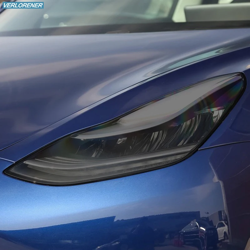 

Car Headlight Protective Film Taillight Smoked Black Tint Wrap Vinyl Transparent TPU Sticker For Tesla Model 3 2019 2020 2021