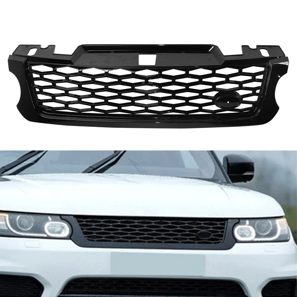 

Car Front Upper Grill LR062238 For Land Rover Range Rover Sport SVR 2015 2016 2017 L494 Gloss Black Racing Grille with logo