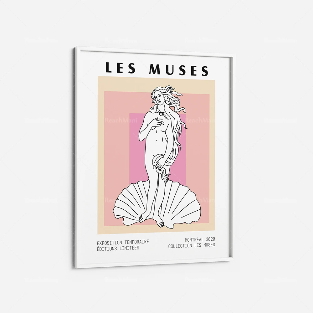 Les Muses Greek goddess bust statue, pearl shell, checkered art print soft art Les Muses artwork abstract Greek museum poster po