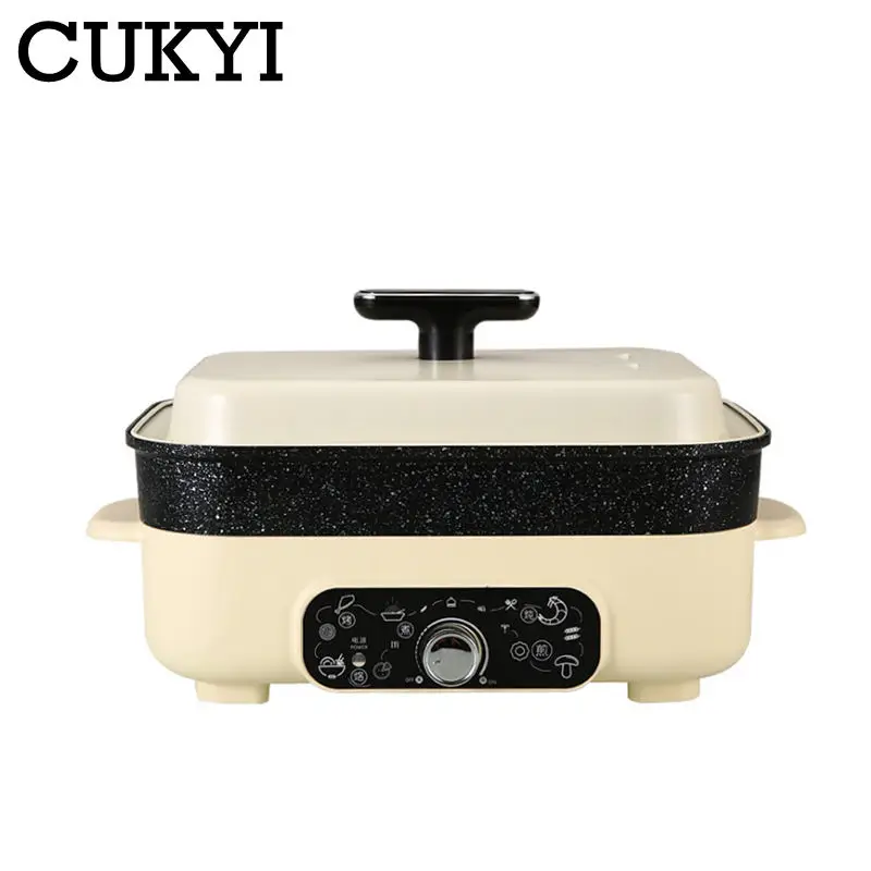 CUKYI 5.5L 1400W multi-function Electric Cooker Food steamer cooking pot barbecue hotpot Soup stew household Breakfast All-in-1