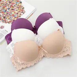 A B Small Chest Size Women Bra Thin Cup Mold Soft Cotton Brassiere Hollow Out Lace Underwear Sexy Lace  34 36 38